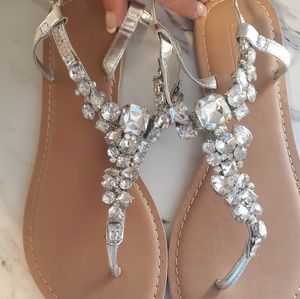 New Asos Silver Flat Sandals